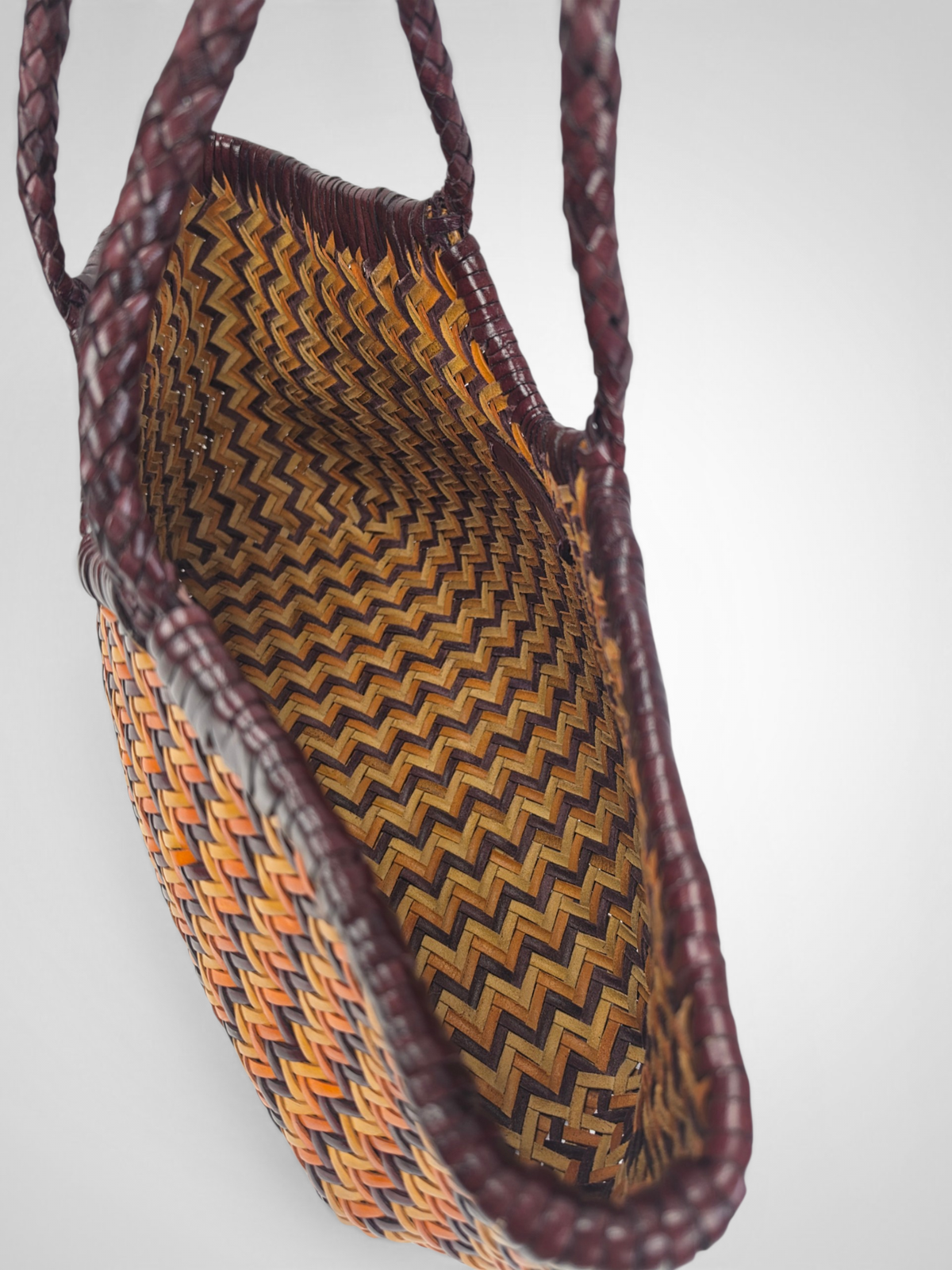 Handcrafted 3-Tone Woven Buffalo Leather Shoulder Bag
