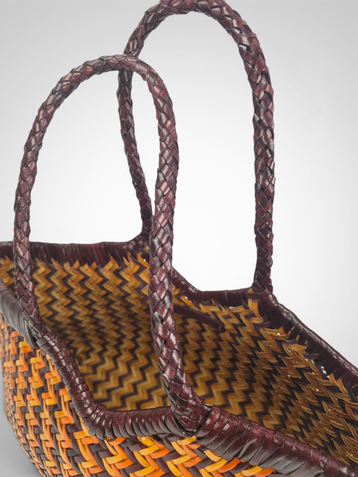 Handcrafted 3-Tone Woven Buffalo Leather Shoulder Bag