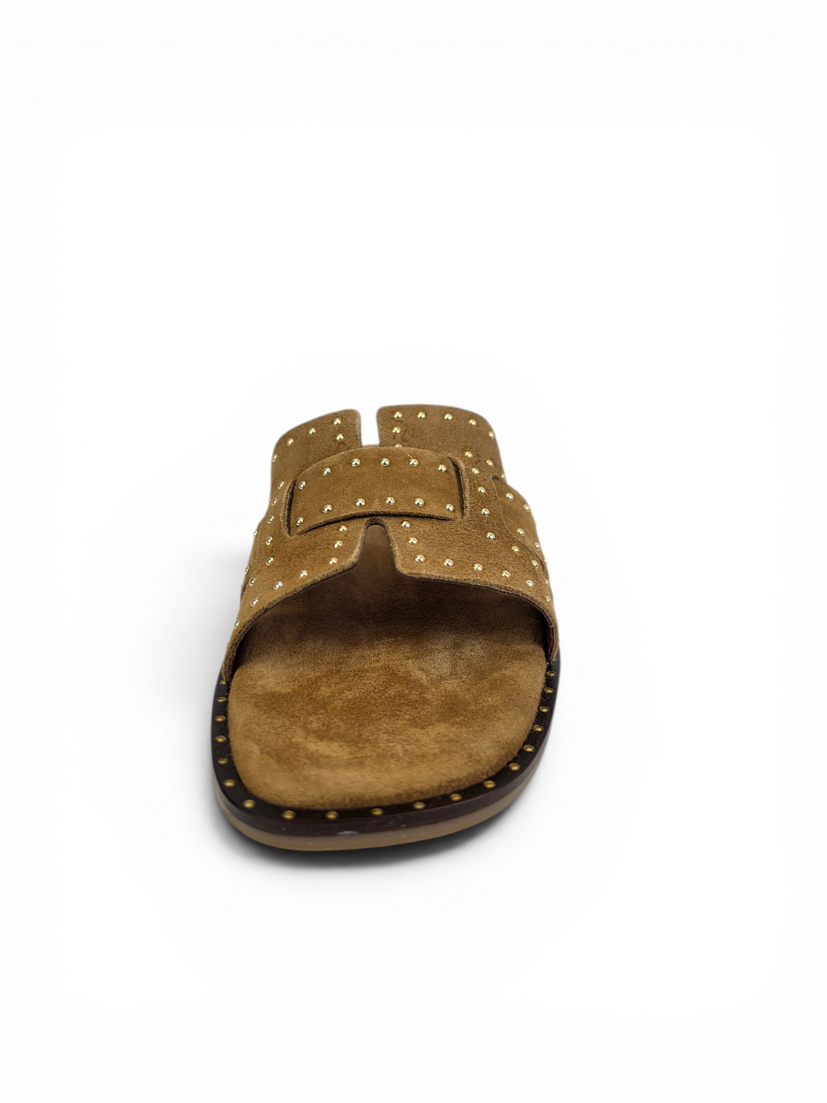 Studded Genuine Goat Suede Comfort Sandals