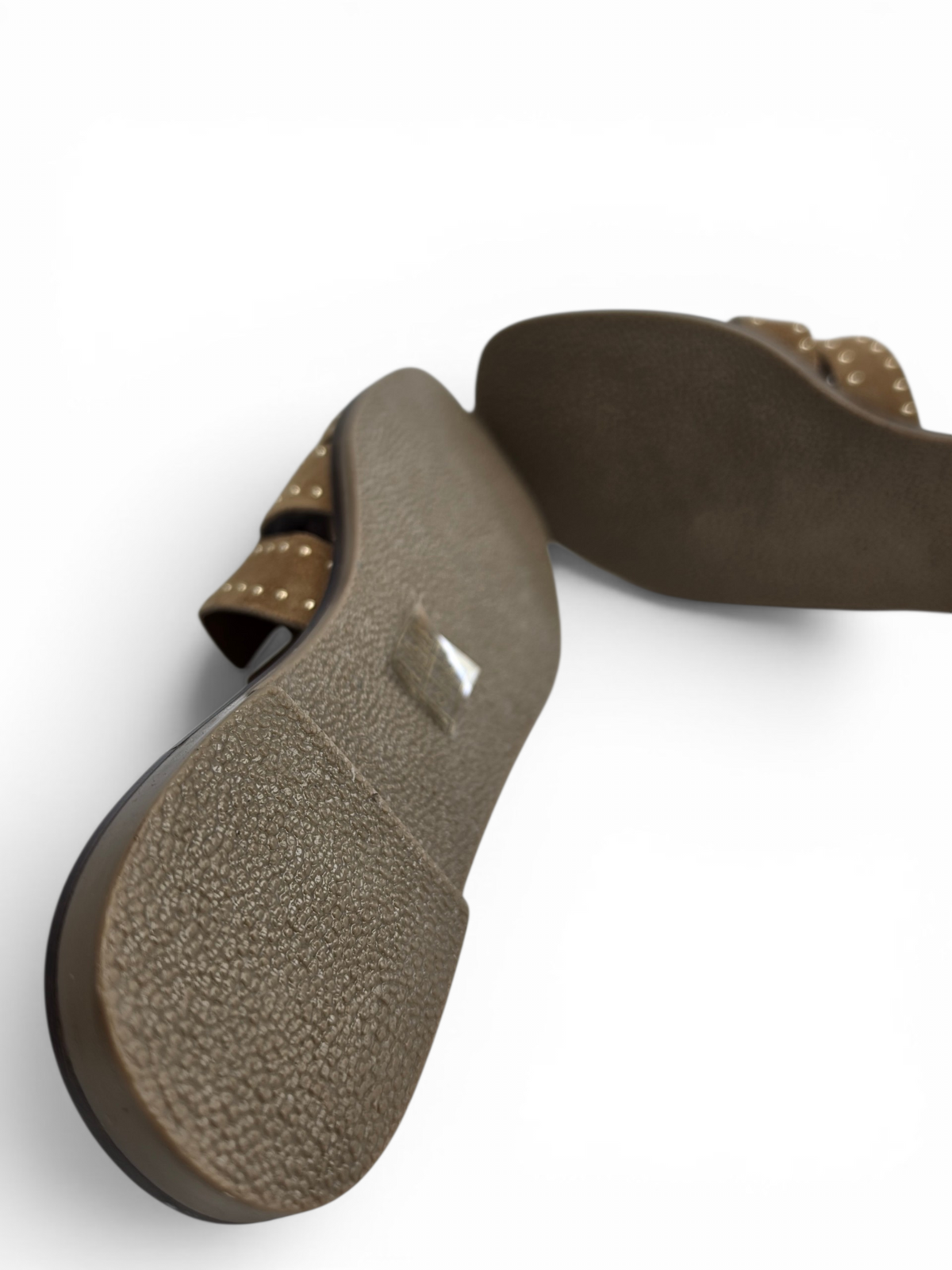 Studded Genuine Goat Suede Comfort Sandals