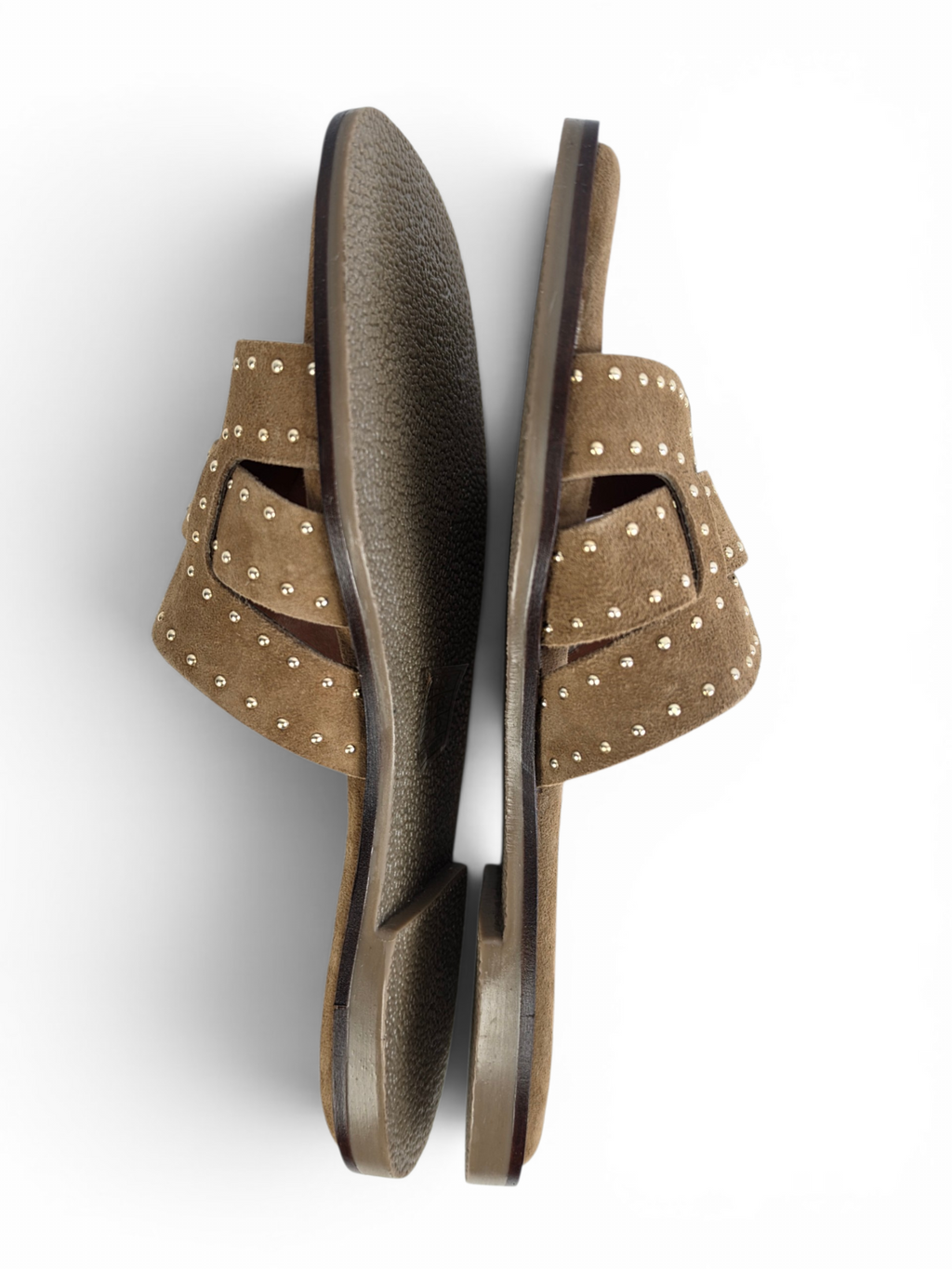 Studded Genuine Goat Suede Comfort Sandals