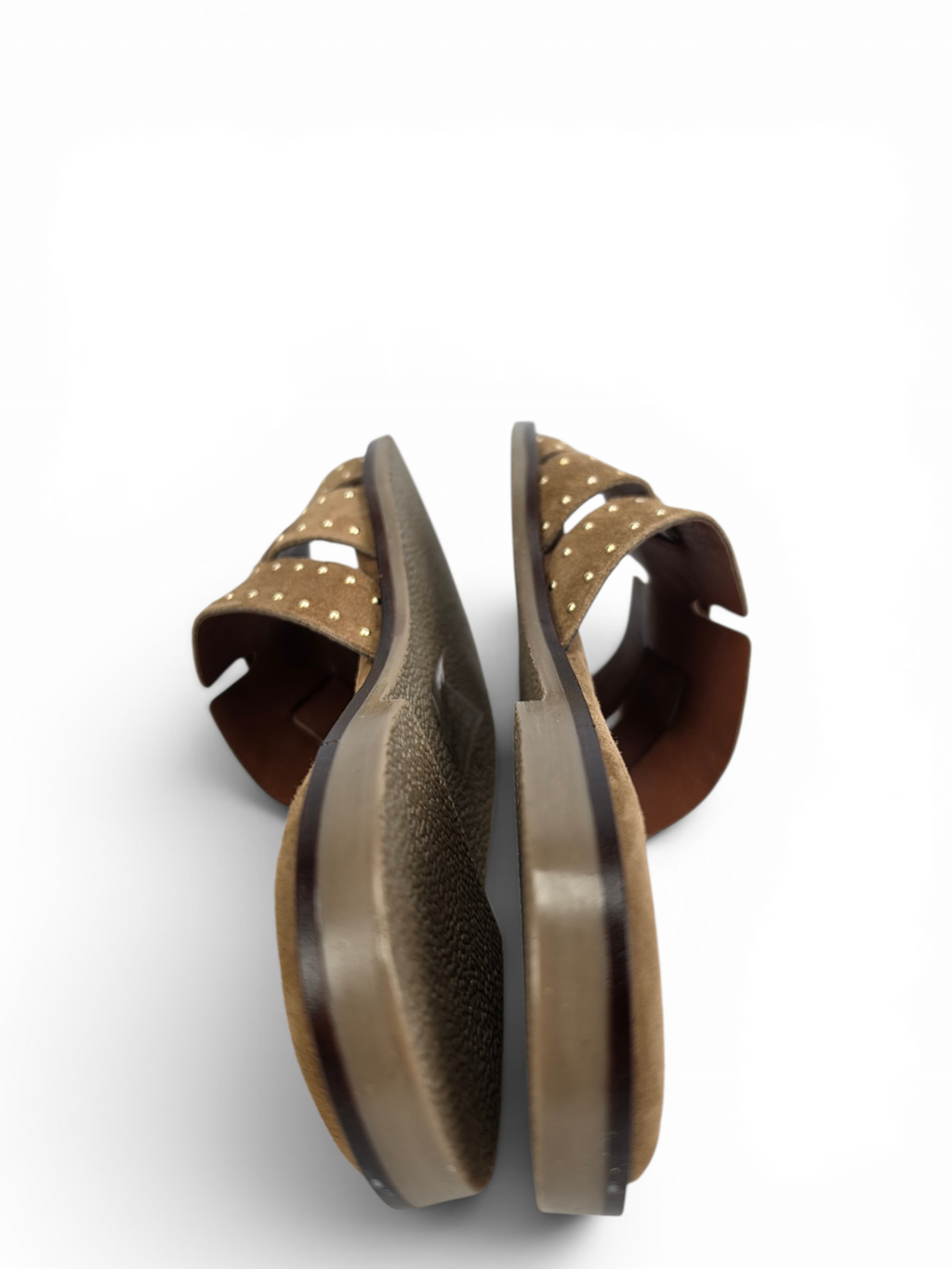 Studded Genuine Goat Suede Comfort Sandals