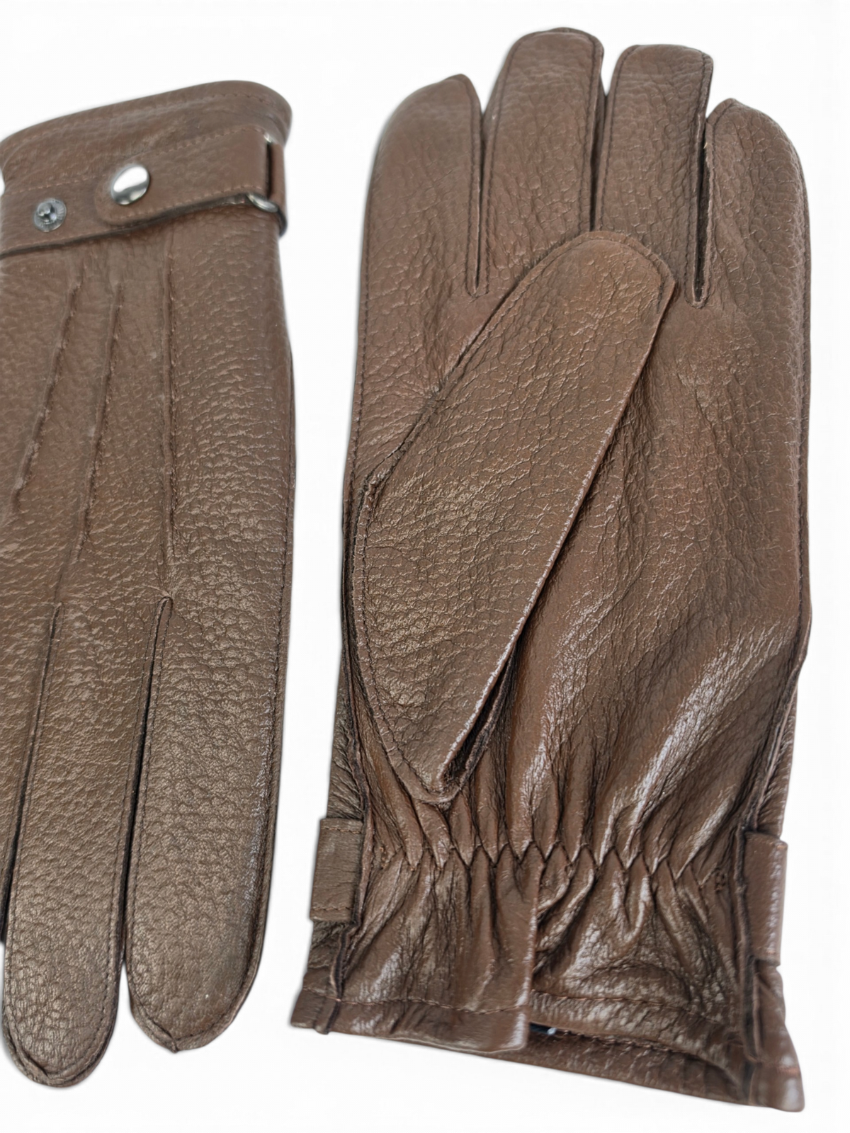 Premium Genuine Sheep Leather Gloves with Adjustable Strap and Plush Lining