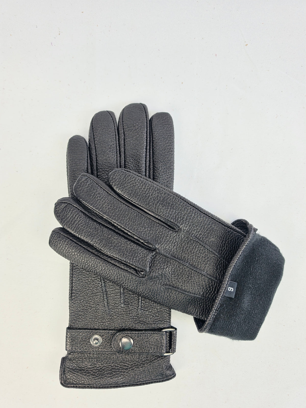 Premium Genuine Sheep Leather Gloves with Grain Texture, Adjustable Strap & Plush Lining