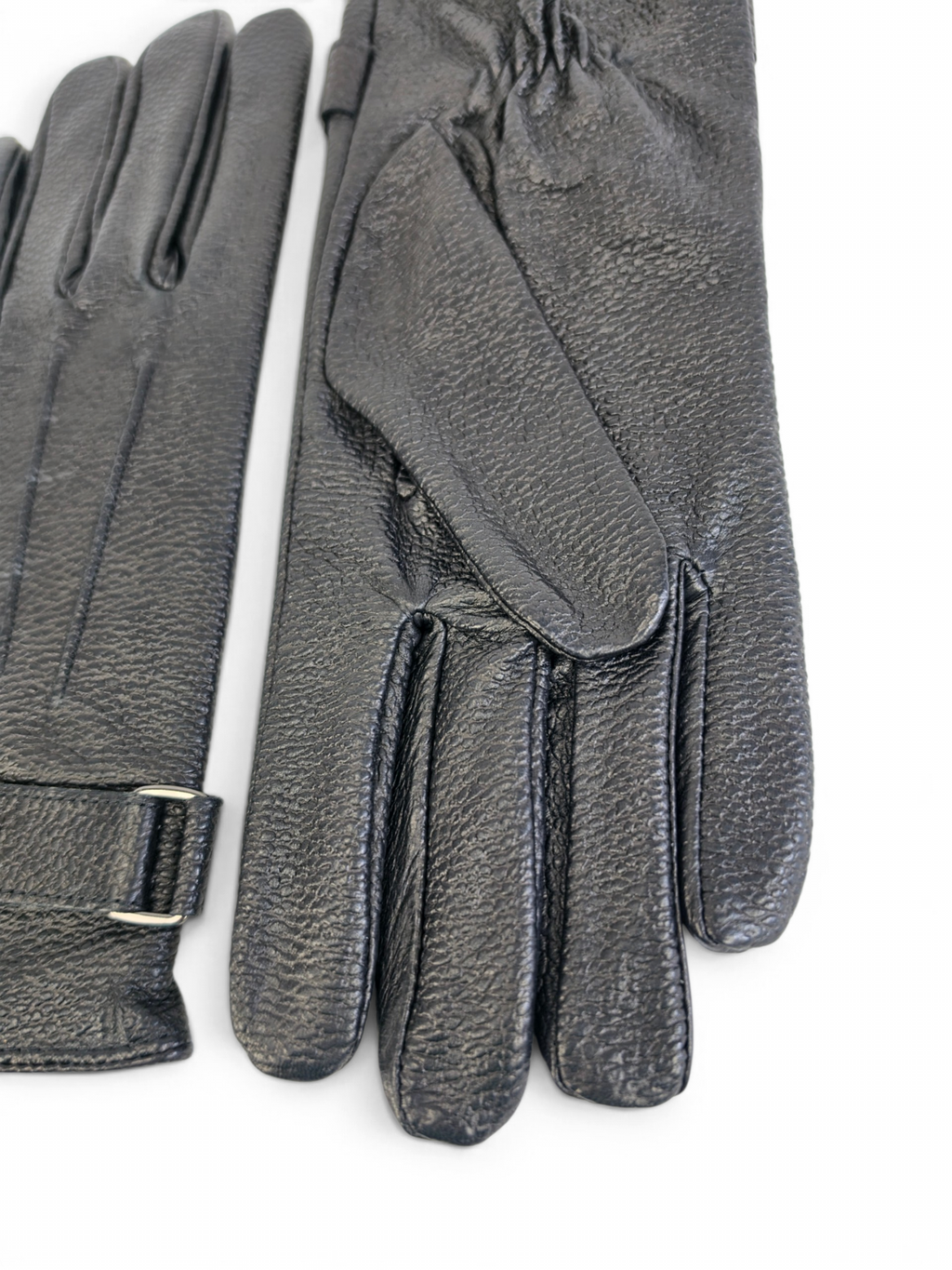 Premium Genuine Sheep Leather Gloves with Grain Texture, Adjustable Strap & Plush Lining