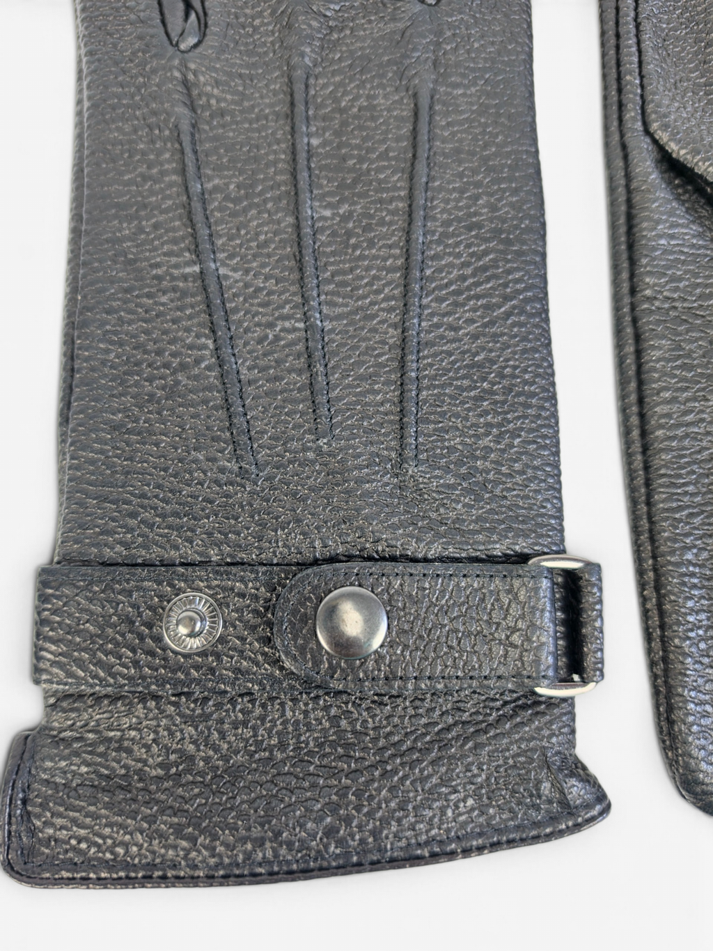 Premium Genuine Sheep Leather Gloves with Grain Texture, Adjustable Strap & Plush Lining