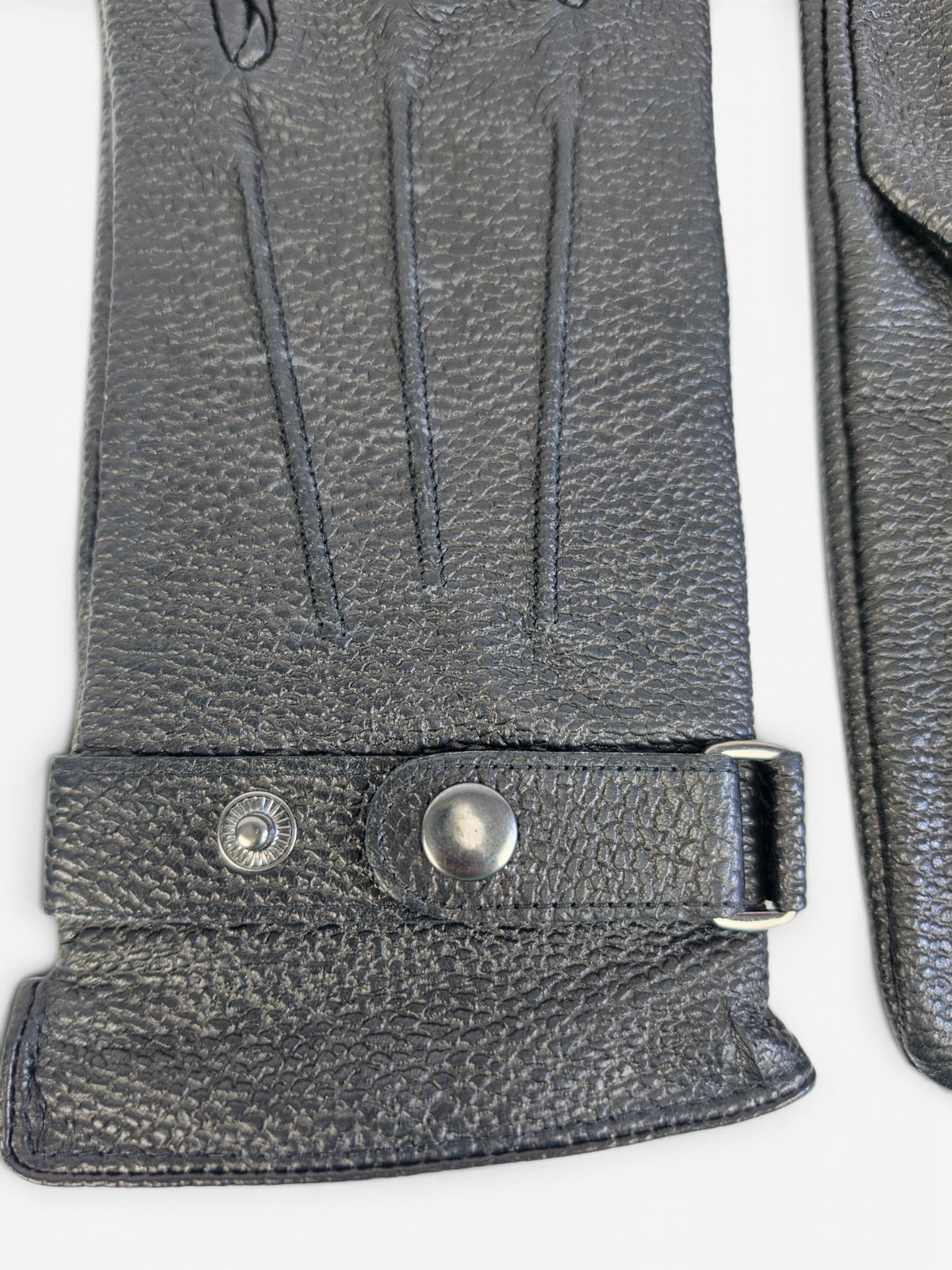 Premium Genuine Sheep Leather Gloves with Grain Texture, Adjustable Strap & Plush Lining