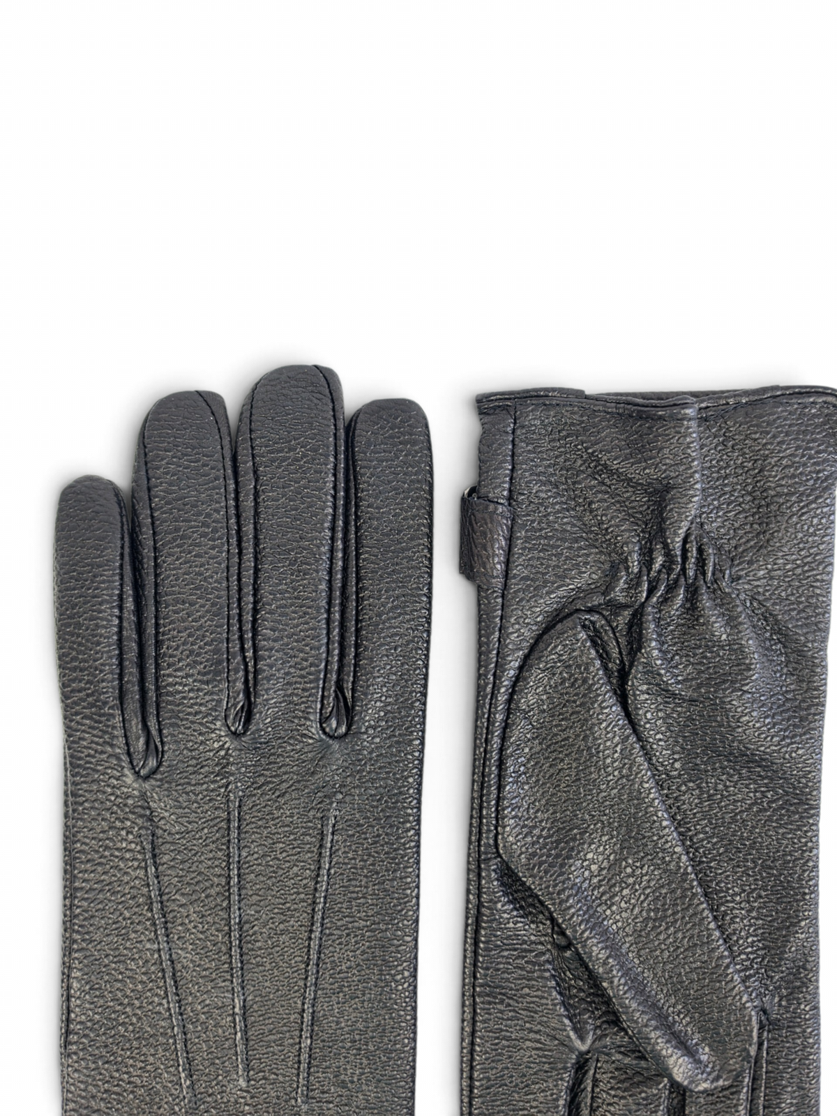 Premium Genuine Sheep Leather Gloves with Grain Texture, Adjustable Strap & Plush Lining