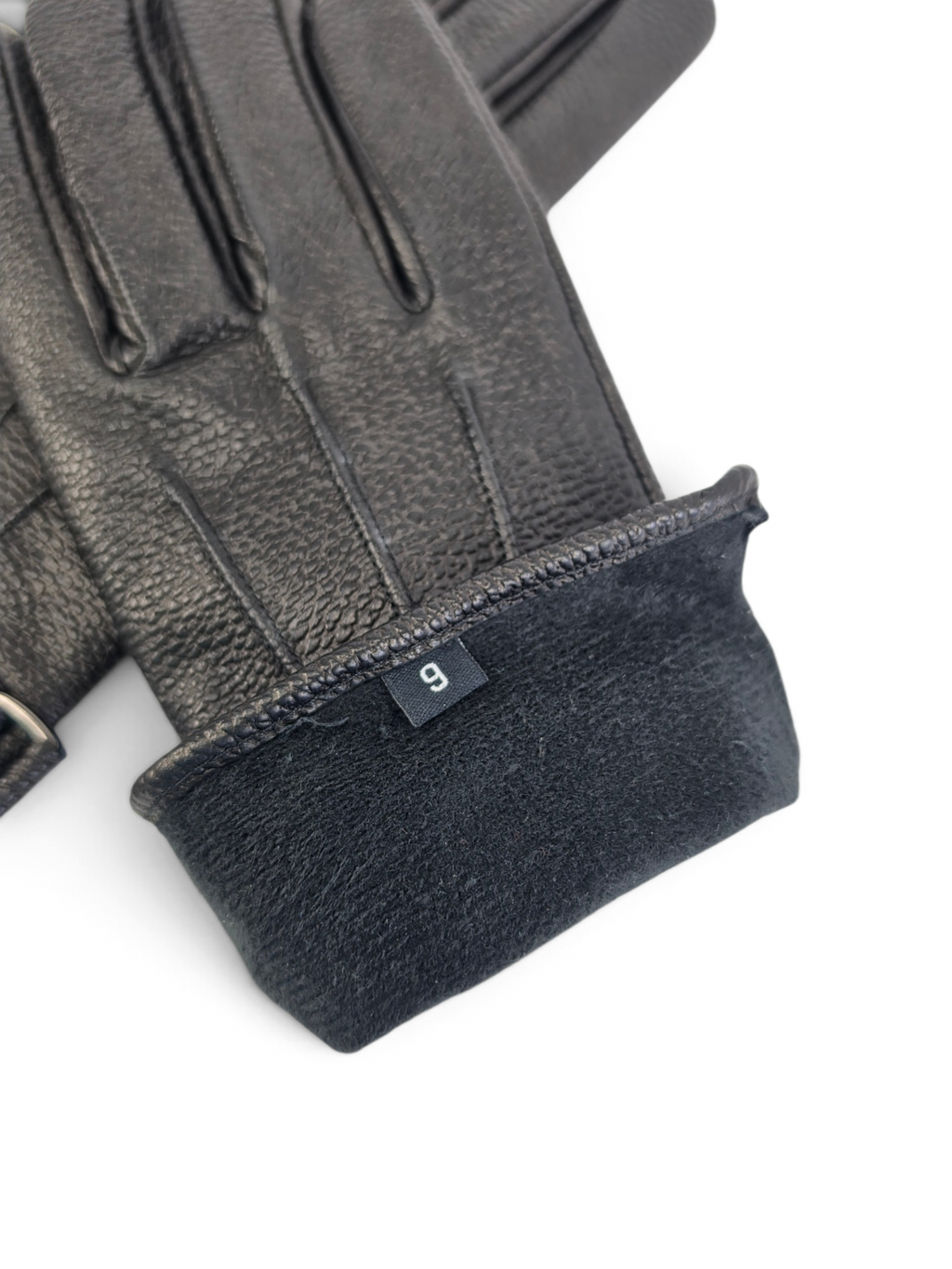 Premium Genuine Sheep Leather Gloves with Grain Texture, Adjustable Strap & Plush Lining