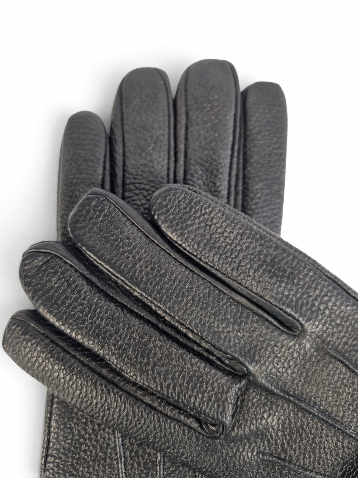 Premium Genuine Sheep Leather Gloves with Grain Texture, Adjustable Strap & Plush Lining