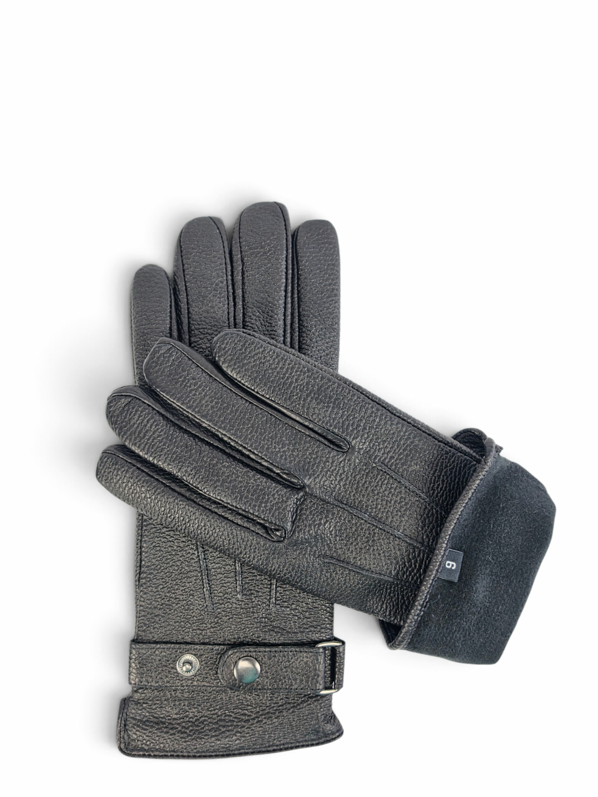 Premium Genuine Sheep Leather Gloves with Grain Texture, Adjustable Strap & Plush Lining