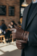 Premium Genuine Sheep Leather Gloves with Adjustable Strap and Plush Lining