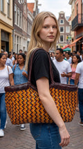Handcrafted 3-Tone Woven Buffalo Leather Shoulder Bag