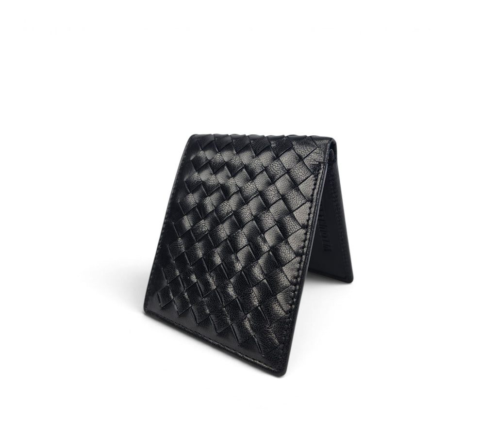Professional Essential Everyday Use Carry: Handcrafted Genuine Calf Full-Grain Leather Woven Wallet