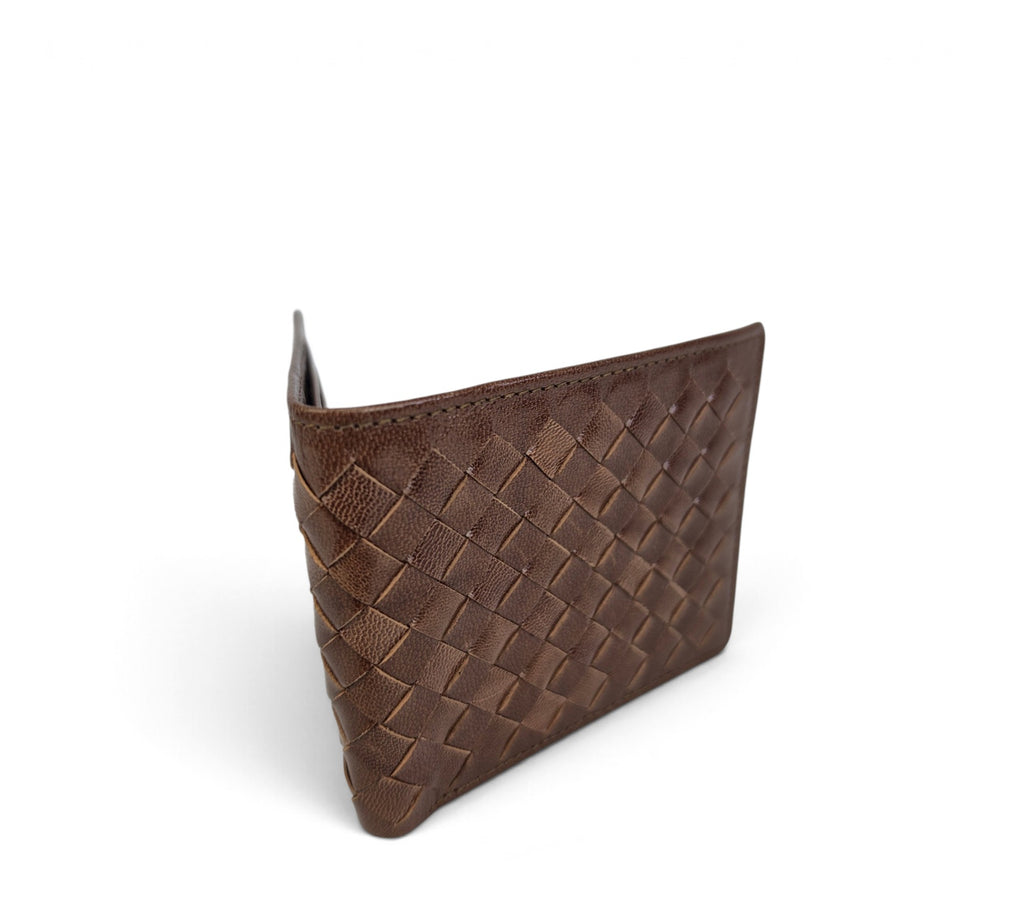 Professional Essential Everyday Use Carry: Handcrafted Genuine Calf Full-Grain Leather Woven Wallet