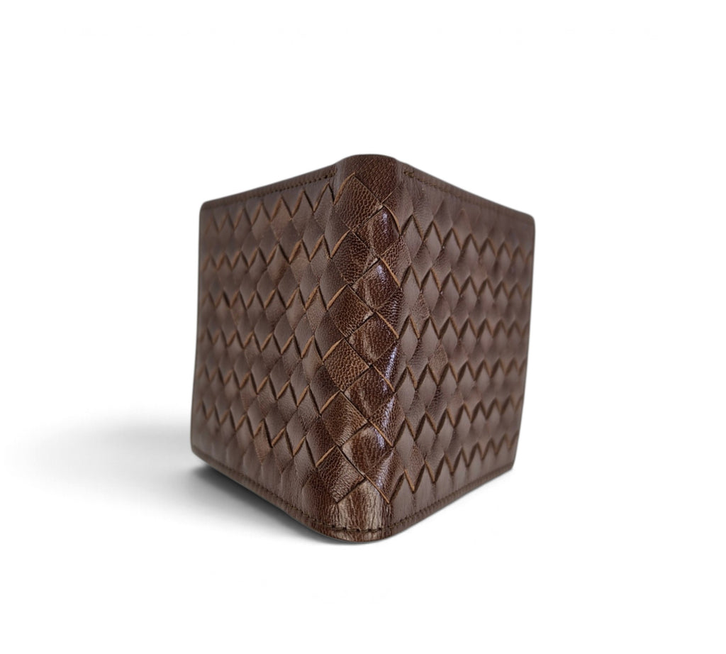 Professional Essential Everyday Use Carry: Handcrafted Genuine Calf Full-Grain Leather Woven Wallet