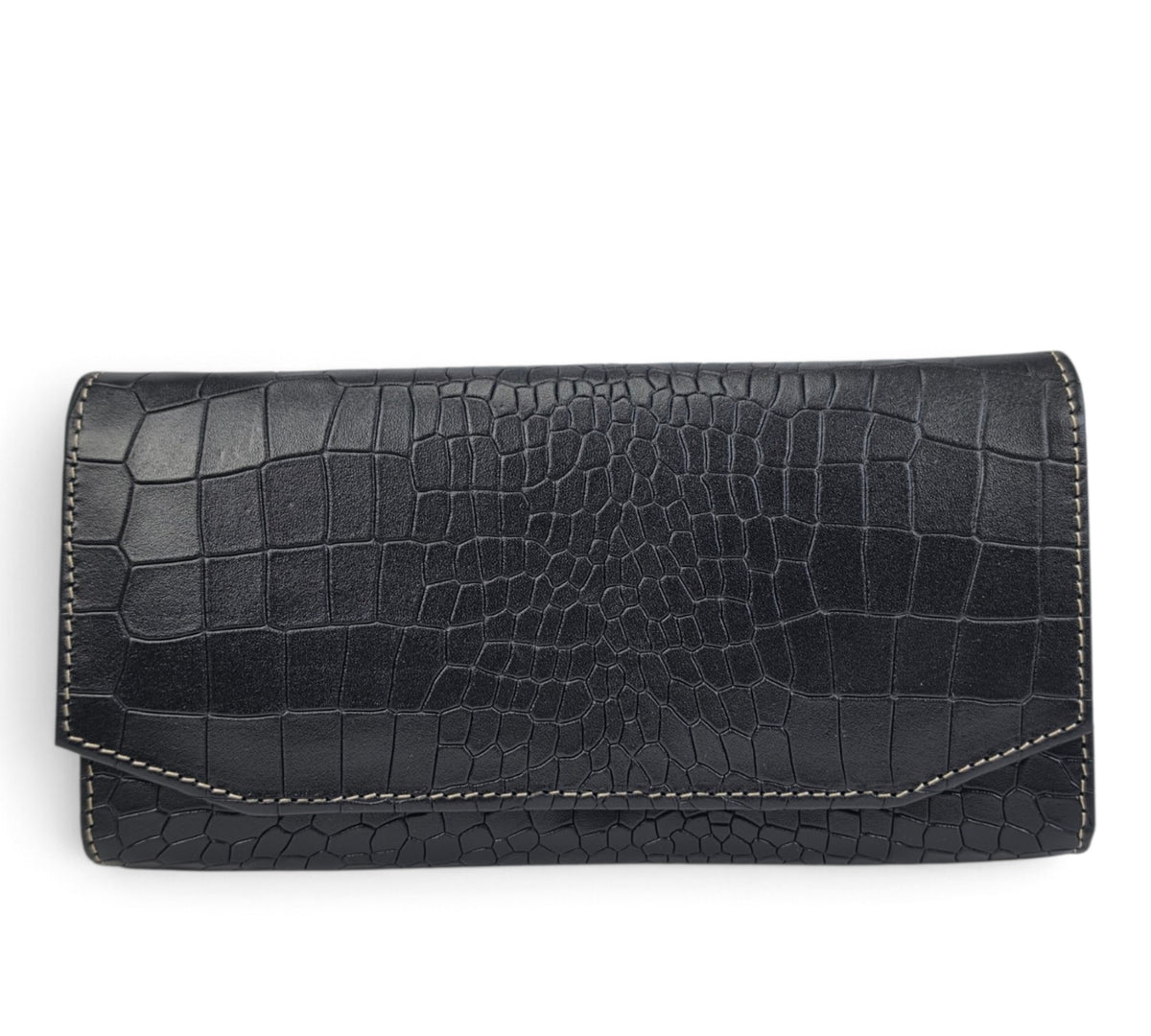 Velourleer Luxe Crocodile-Embossed Genuine Sheep Leather Clutch Wallet – Multi-Compartment Professional Evening & Travel Organizer