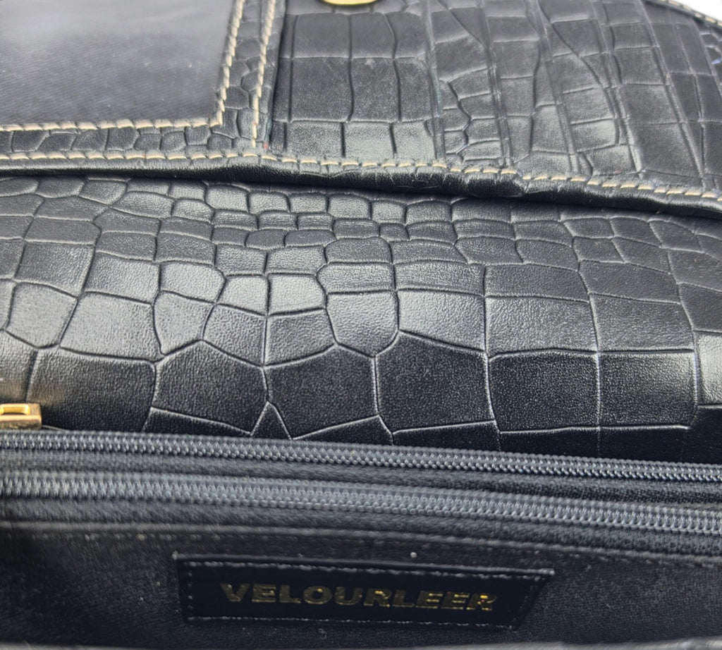 Velourleer Luxe Crocodile-Embossed Genuine Sheep Leather Clutch Wallet – Multi-Compartment Professional Evening & Travel Organizer