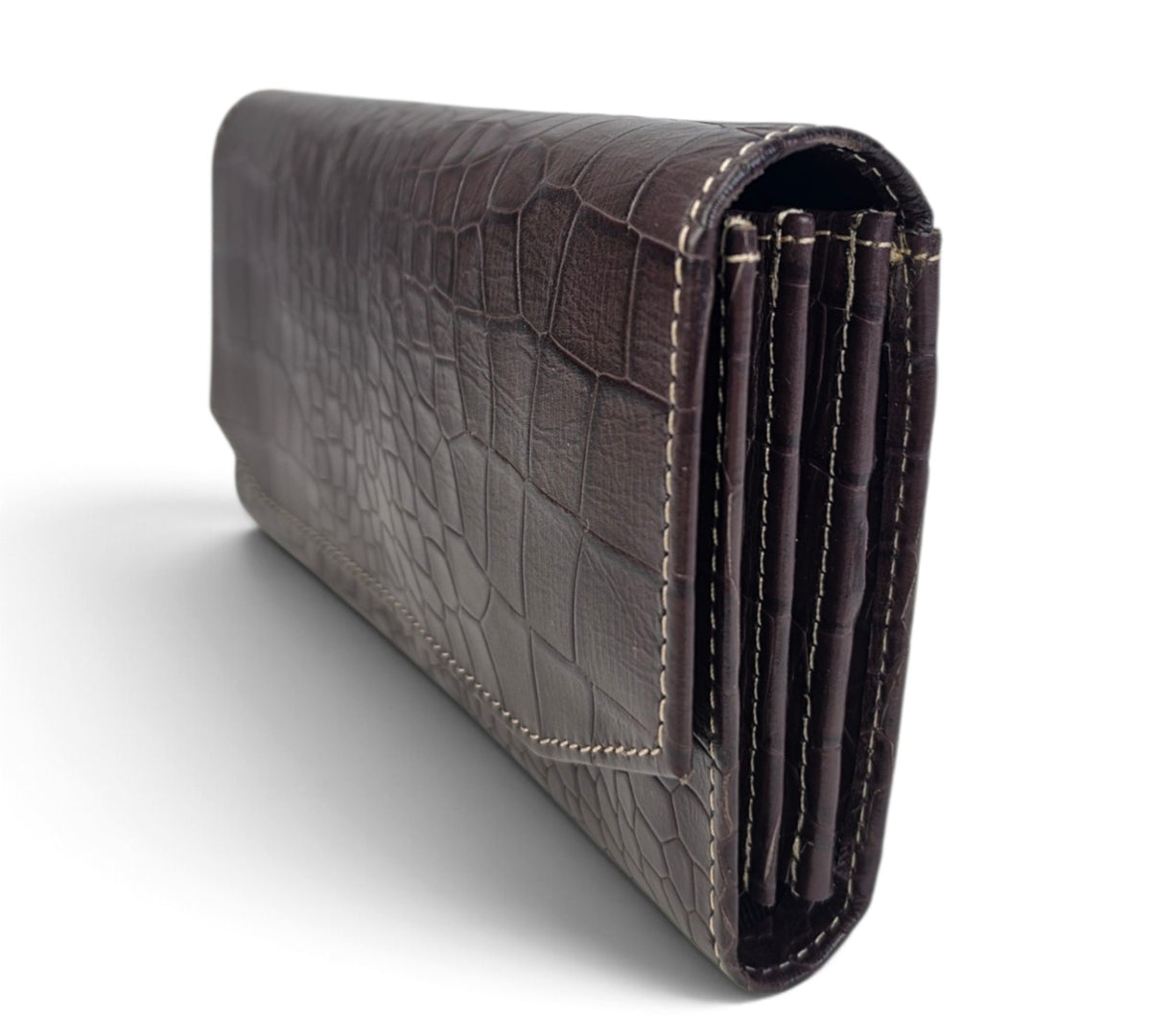 Velourleer Luxe Crocodile-Embossed Genuine Sheep Leather Clutch Wallet – Multi-Compartment Professional Evening & Travel Organizer