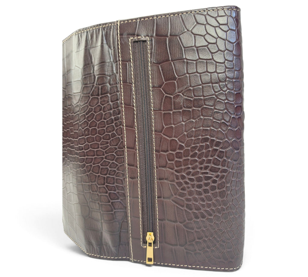 Velourleer Luxe Crocodile-Embossed Genuine Sheep Leather Clutch Wallet – Multi-Compartment Professional Evening & Travel Organizer