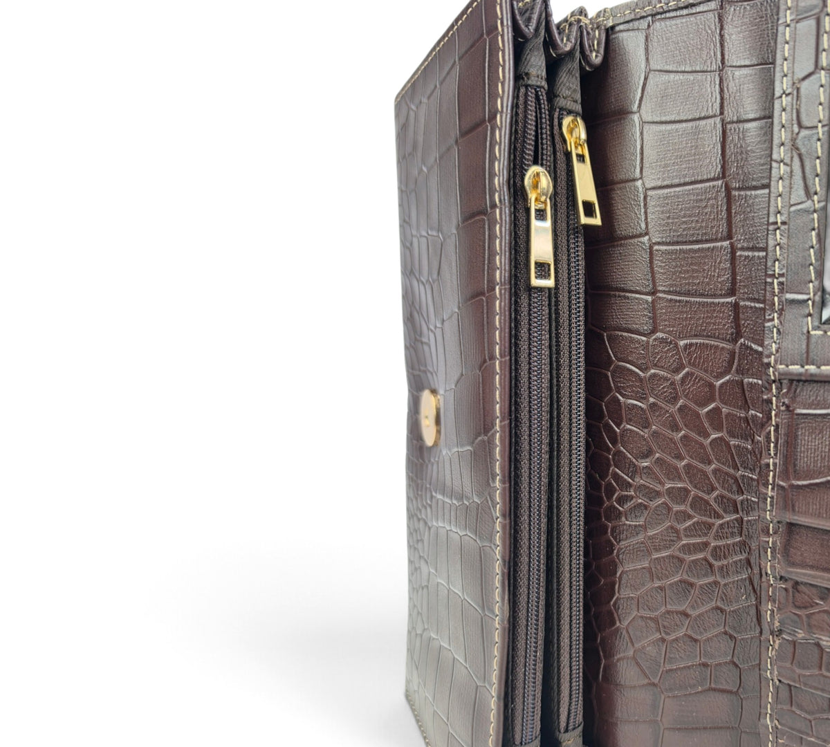 Velourleer Luxe Crocodile-Embossed Genuine Sheep Leather Clutch Wallet – Multi-Compartment Professional Evening & Travel Organizer