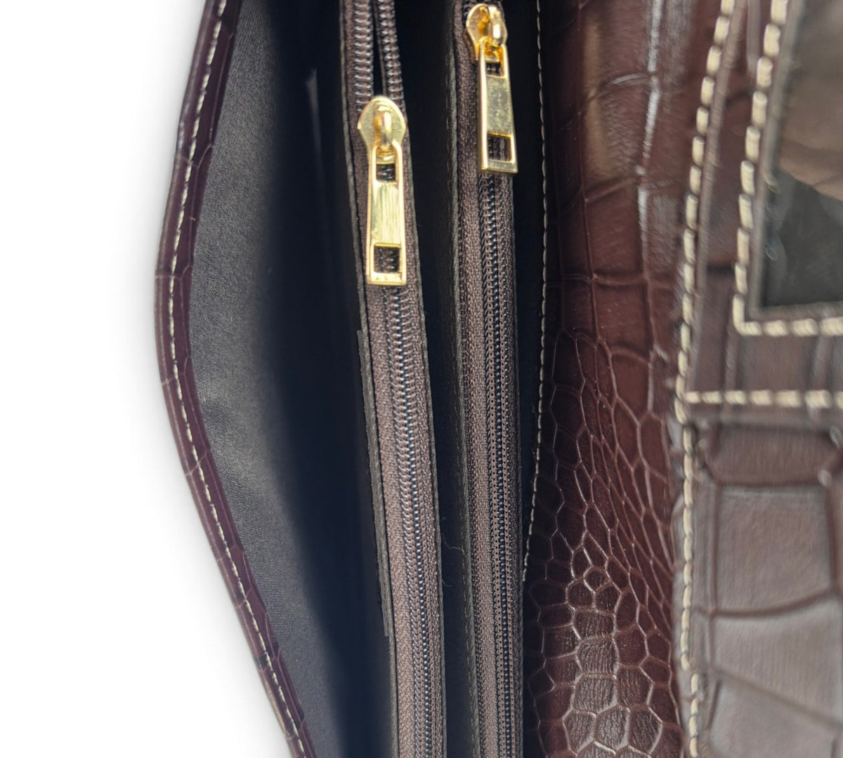 Velourleer Luxe Crocodile-Embossed Genuine Sheep Leather Clutch Wallet – Multi-Compartment Professional Evening & Travel Organizer