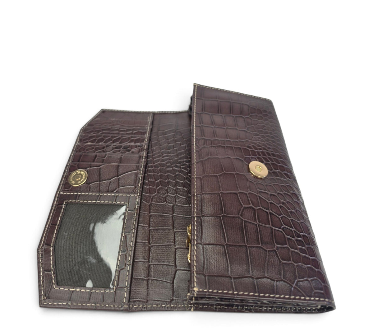 Velourleer Luxe Crocodile-Embossed Genuine Sheep Leather Clutch Wallet – Multi-Compartment Professional Evening & Travel Organizer
