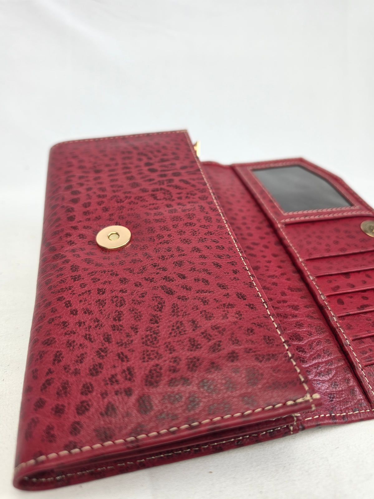 Velourleer Luxe Ostrich-Embossed Genuine Sheep Leather Clutch Wallet – Multi-Compartment Professional Evening & Travel Organizer