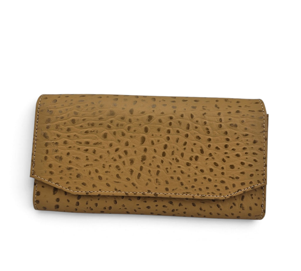 Velourleer Luxe Ostrich-Embossed Genuine Sheep Leather Clutch Wallet – Multi-Compartment Professional Evening & Travel Organizer