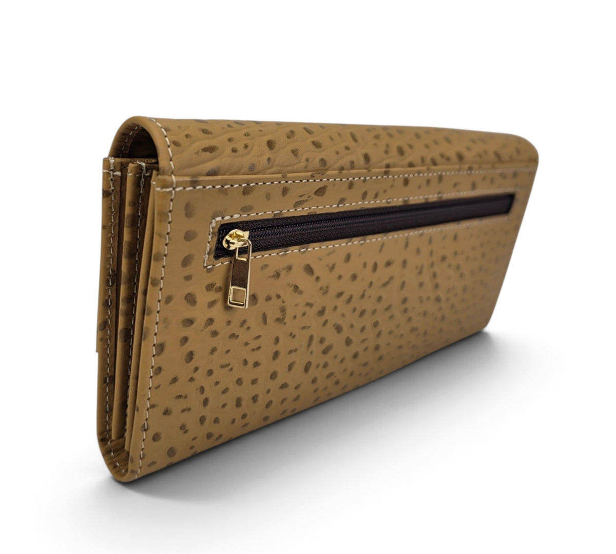 Velourleer Luxe Ostrich-Embossed Genuine Sheep Leather Clutch Wallet – Multi-Compartment Professional Evening & Travel Organizer