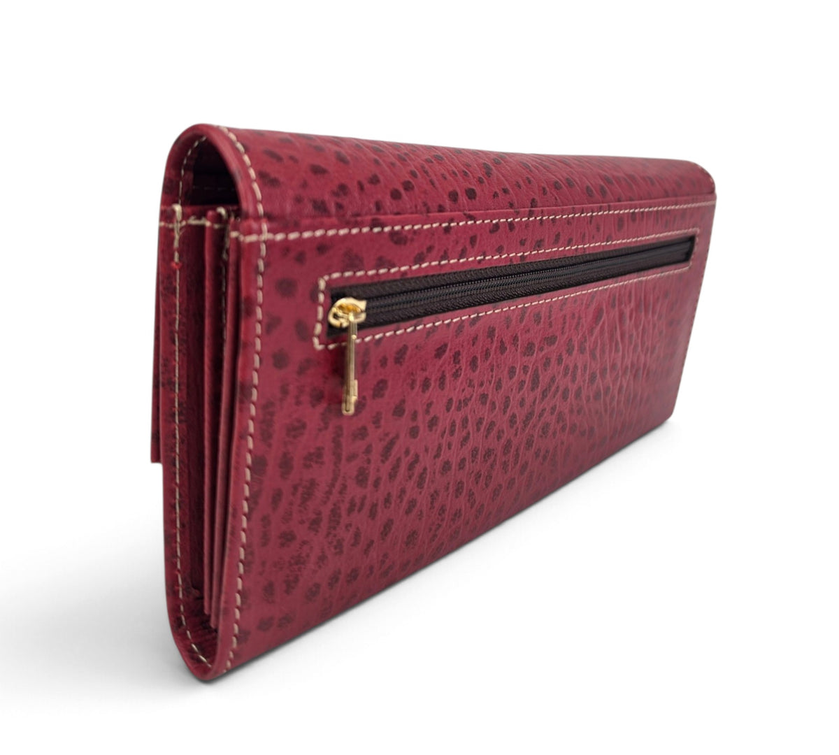 Velourleer Luxe Ostrich-Embossed Genuine Sheep Leather Clutch Wallet – Multi-Compartment Professional Evening & Travel Organizer