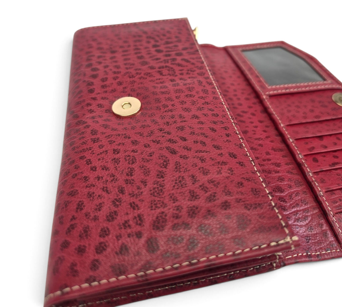 Velourleer Luxe Ostrich-Embossed Genuine Sheep Leather Clutch Wallet – Multi-Compartment Professional Evening & Travel Organizer