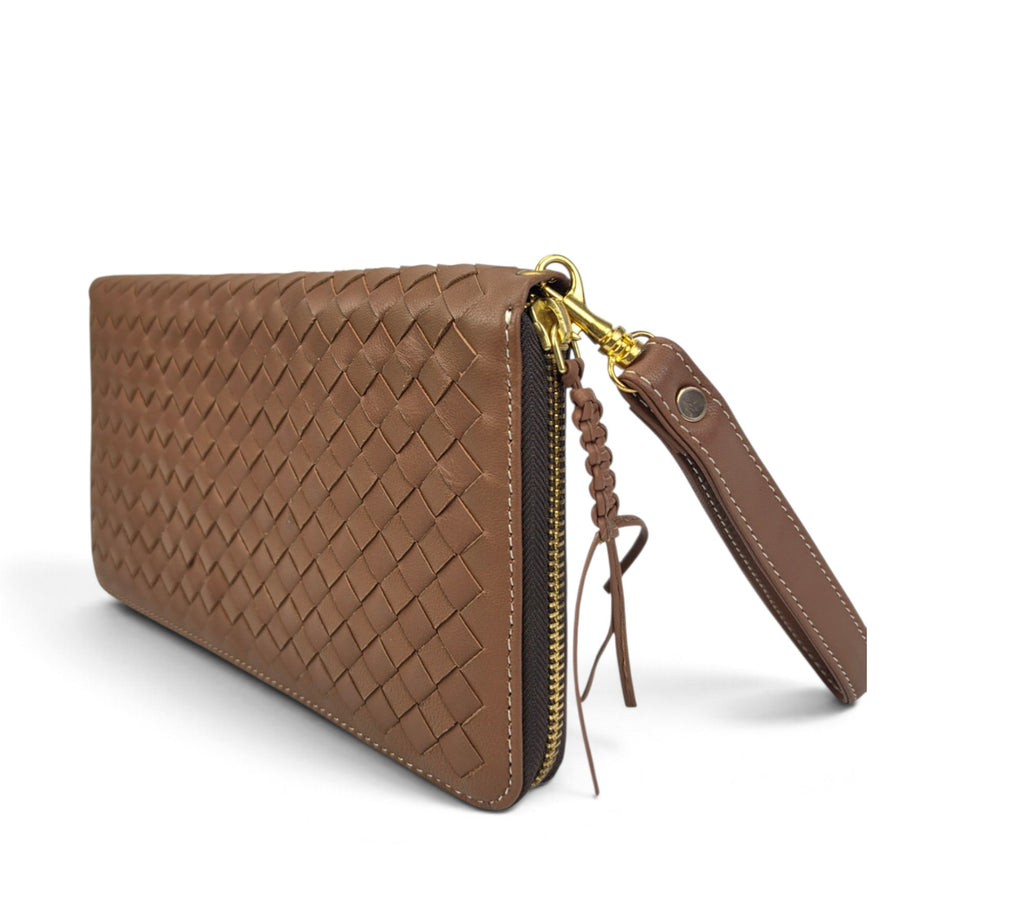 Velourleer Artisanal Sheepskin Woven Leather Clutch & Wristlet Wallet Collection – Multi-Compartment Luxury Evening Bags