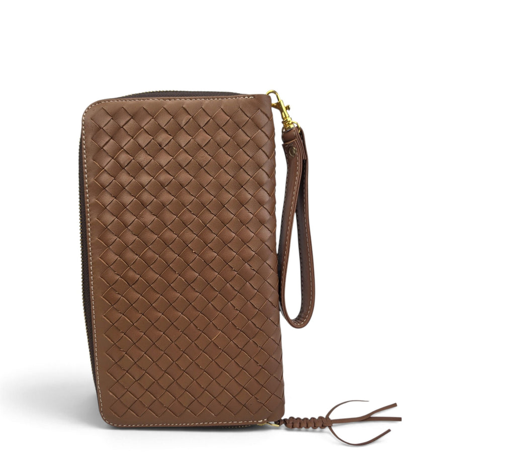 Velourleer Artisanal Sheepskin Woven Leather Clutch & Wristlet Wallet Collection – Multi-Compartment Luxury Evening Bags