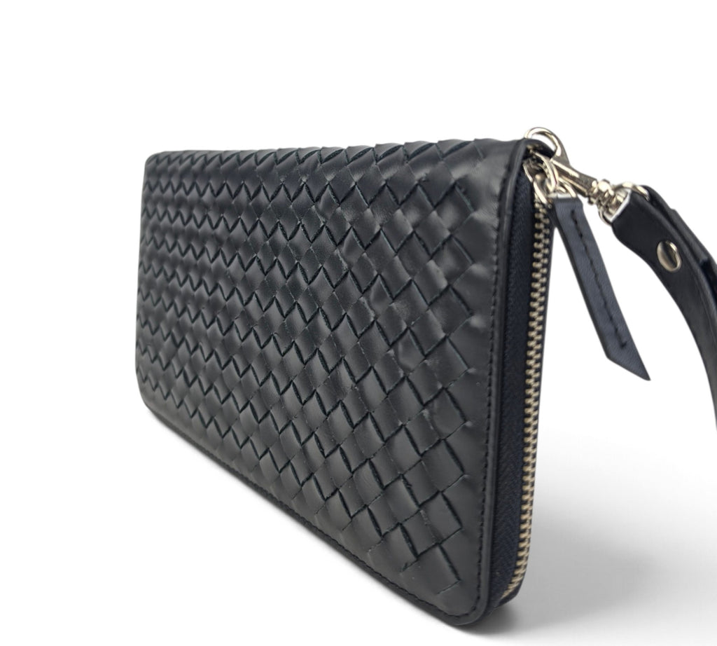 Velourleer Artisanal Sheepskin Woven Leather Clutch & Wristlet Wallet Collection – Multi-Compartment Luxury Evening Bags