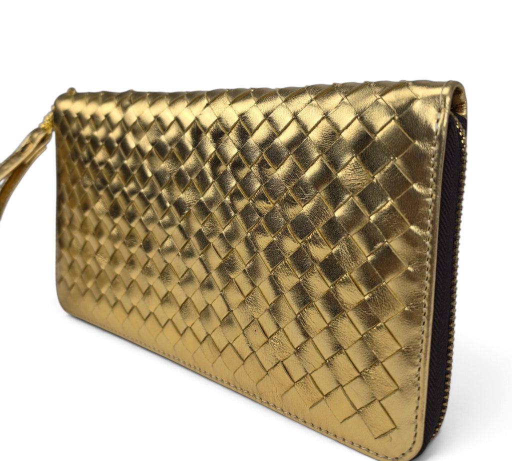 Velourleer Artisanal Sheepskin Woven Leather Clutch & Wristlet Wallet Collection – Multi-Compartment Luxury Evening Bags