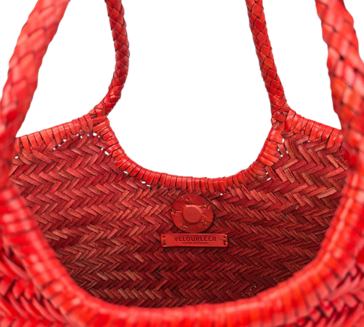 Velourleer Artisanal Genuine Buffalo Leather Woven Shoulder Tote – Large Everyday Designer Handbag