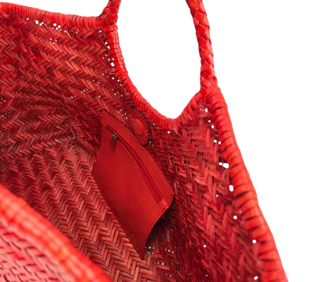 Velourleer Artisanal Genuine Buffalo Leather Woven Shoulder Tote – Large Everyday Designer Handbag