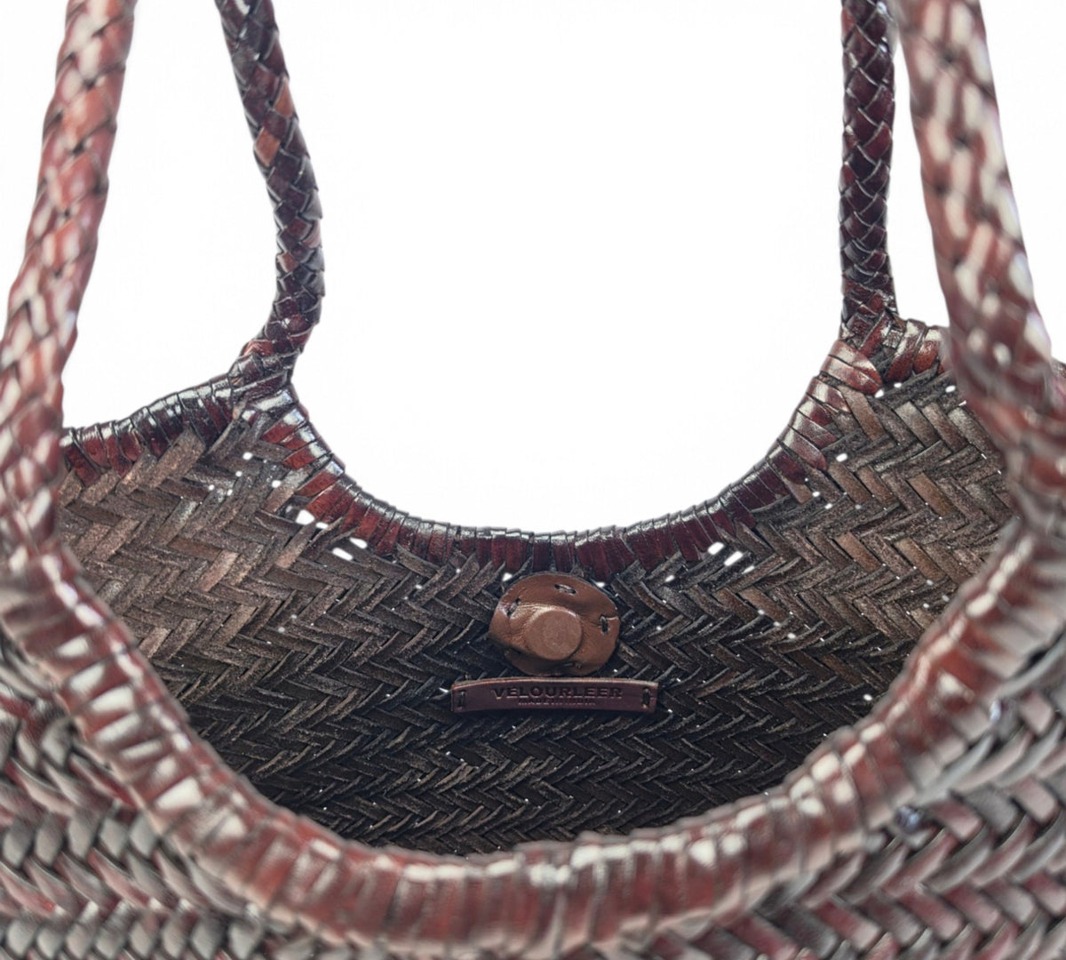 Velourleer Artisanal Genuine Buffalo Leather Woven Shoulder Tote – Large Everyday Designer Handbag