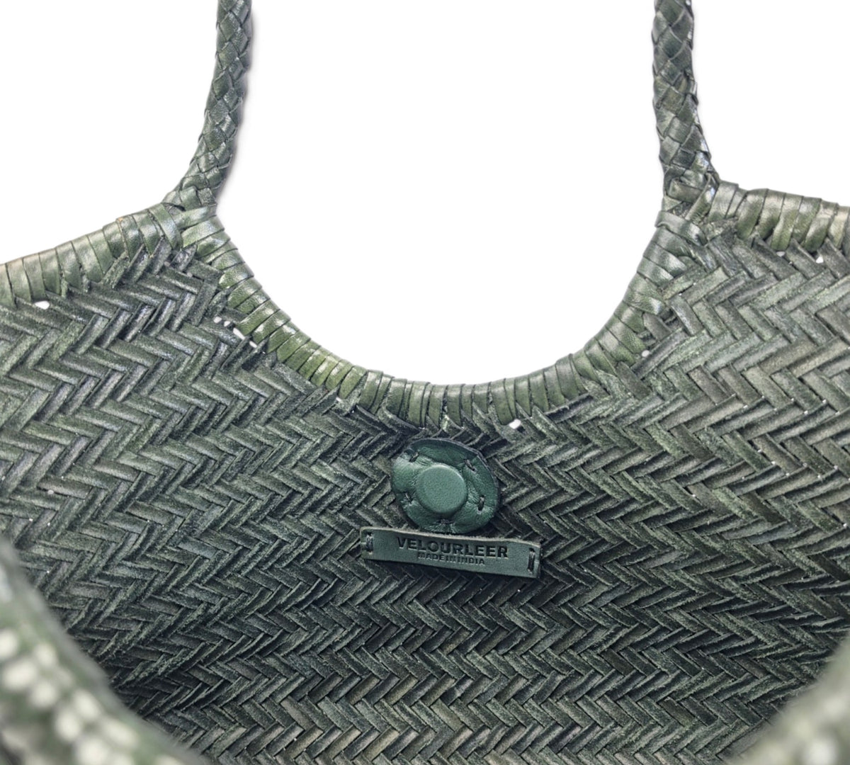 Velourleer Artisanal Genuine Buffalo Leather Woven Shoulder Tote – Large Everyday Designer Handbag