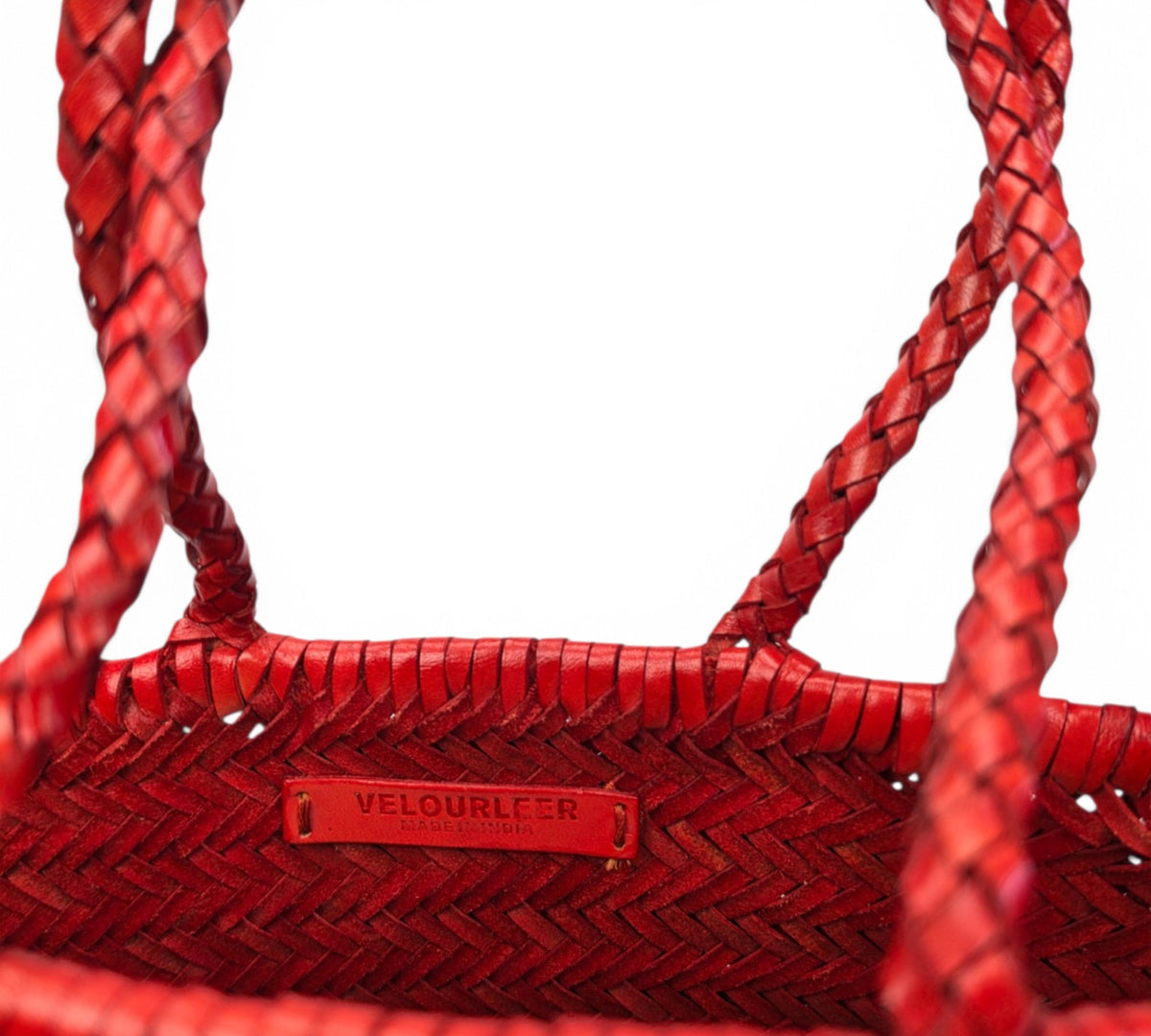 Velourleer Artisanal Genuine Buffalo Leather Woven Arm Bag – Medium Everyday Designer Handbag