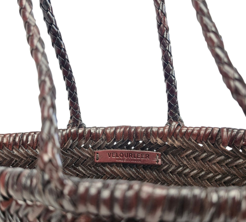 Velourleer Artisanal Genuine Buffalo Leather Woven Arm Bag – Medium Everyday Designer Handbag